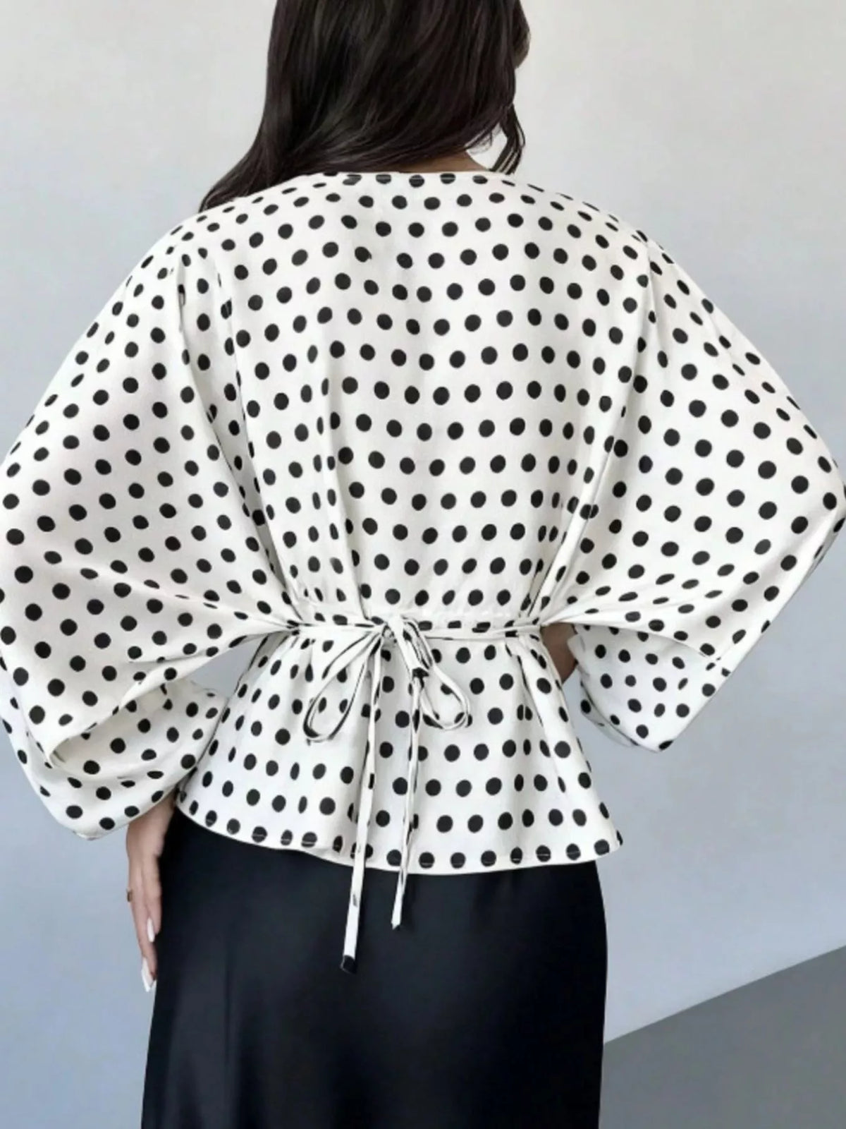 Back tie long sleeve blouse