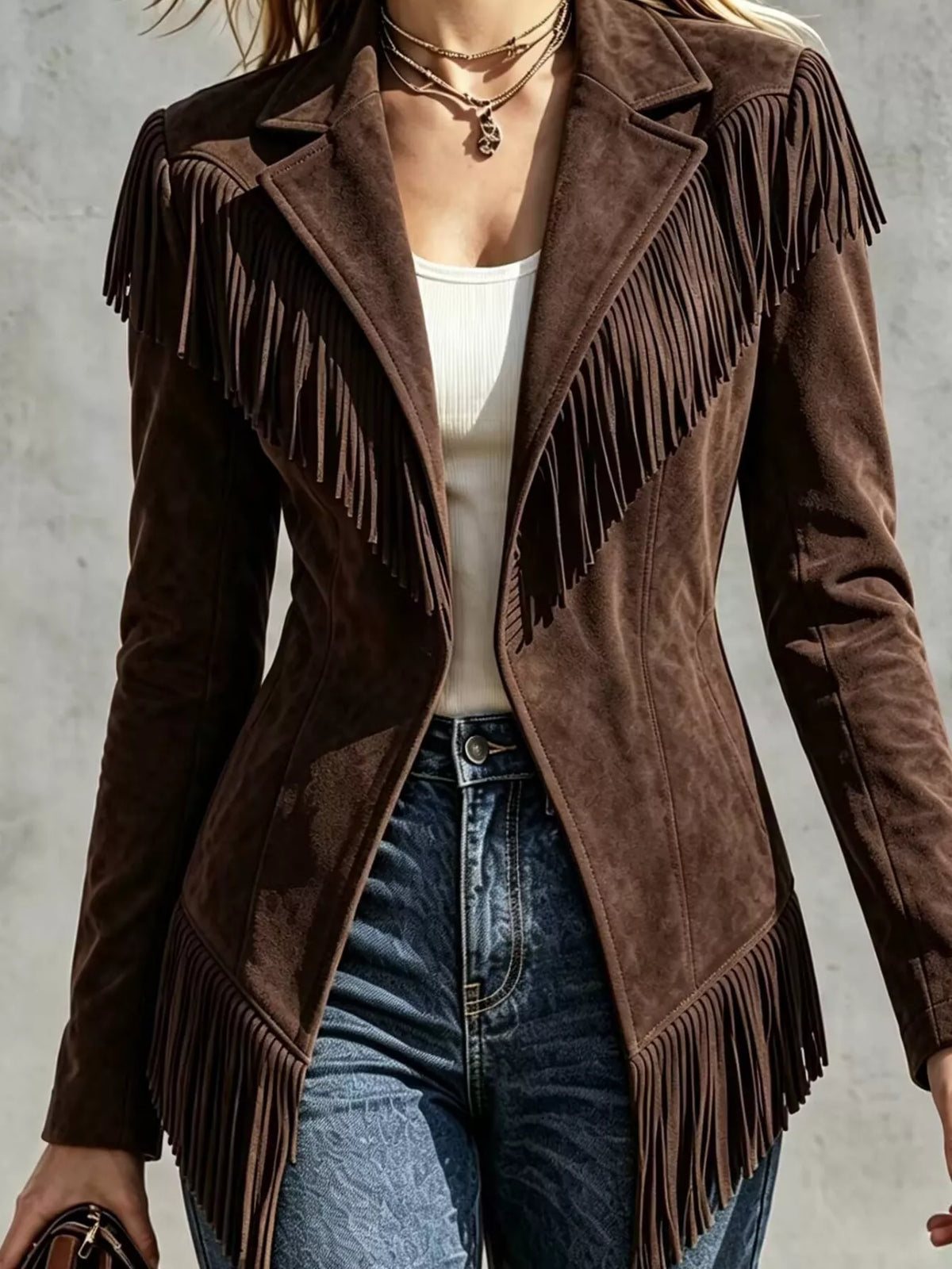 Western fringe jacket – brown