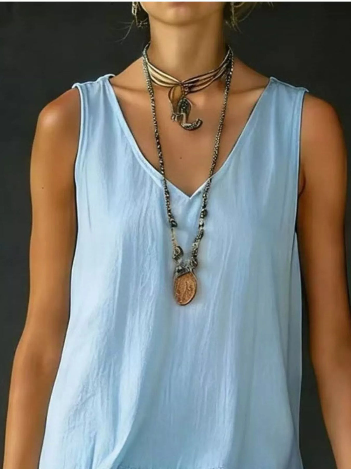Ruffle-hem sleeveless dress
