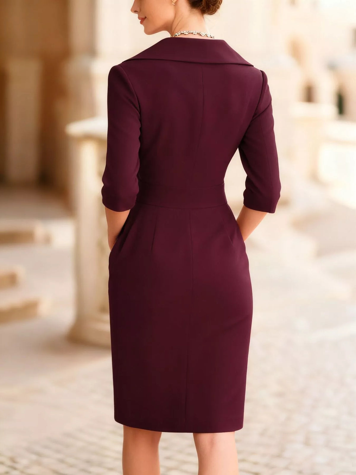 Surplice long sleeve dress