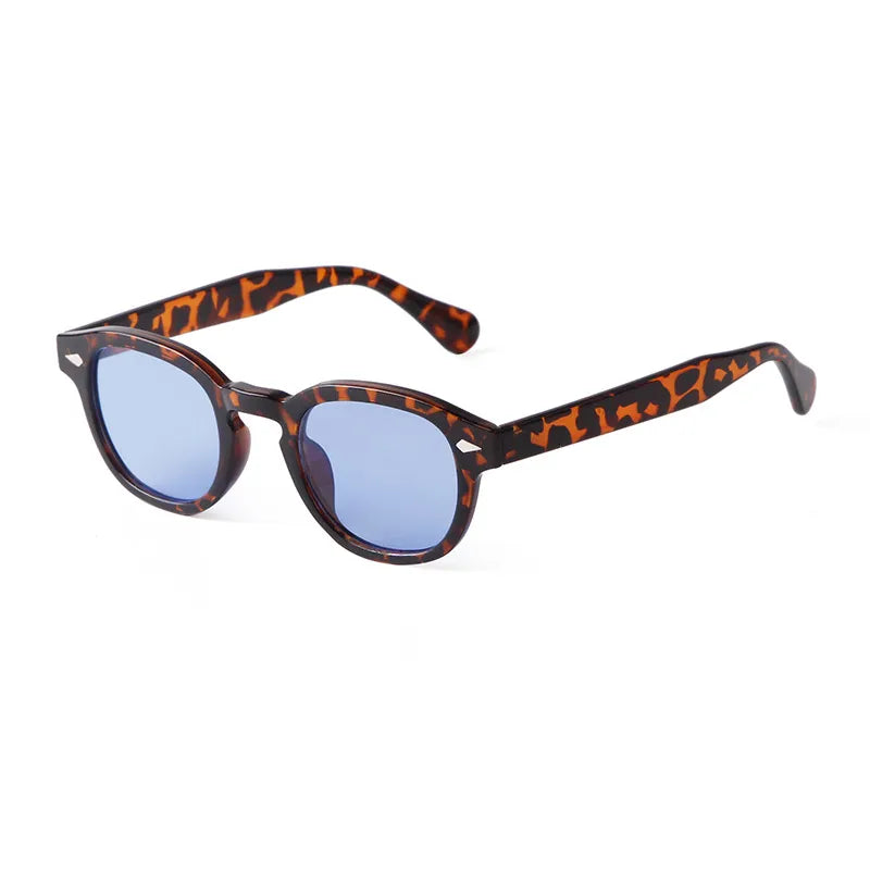 Oval sunglasses, Tortoise / blue, front