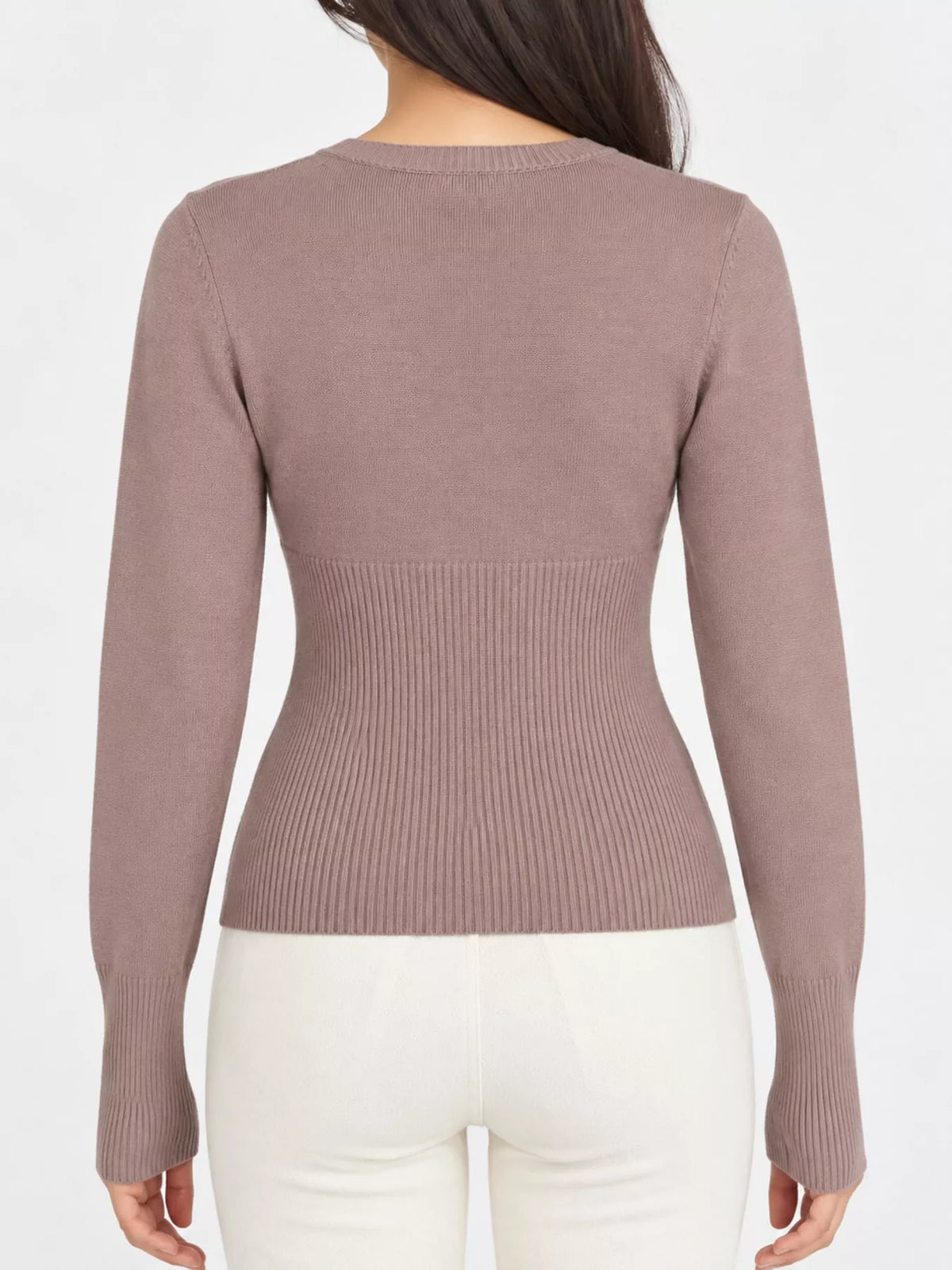 Slim-Fit Ribbed Knit Button-Down Cardigan