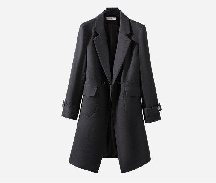 Longline tailored coat, Black, on a hanger