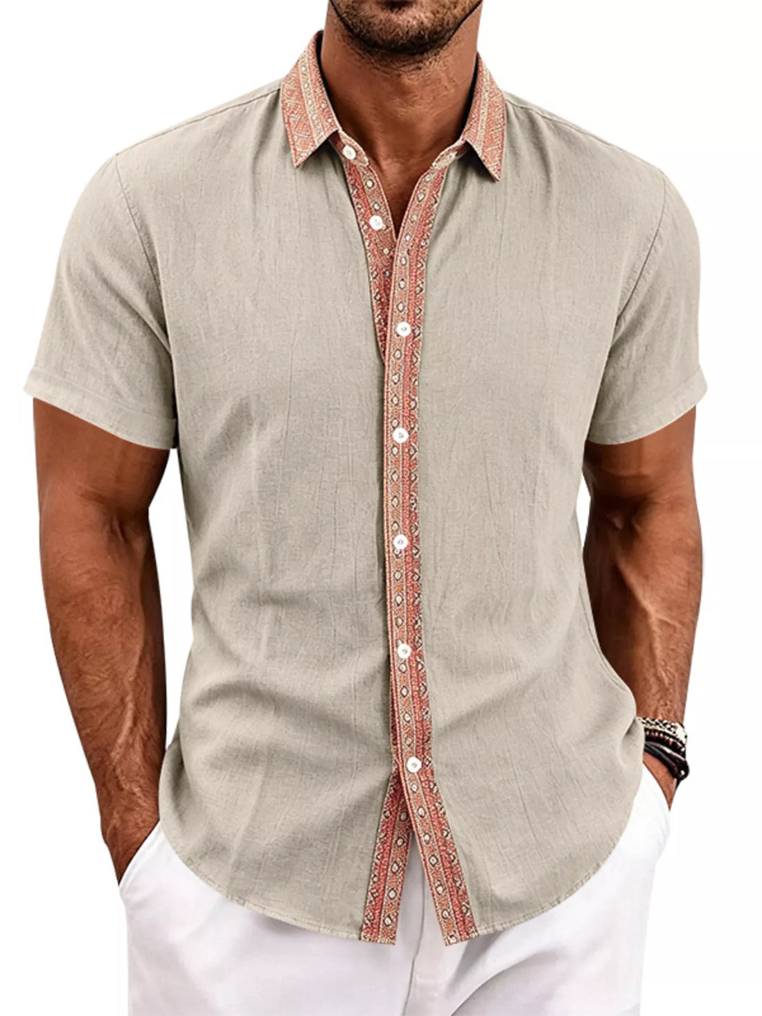 Casual Short Sleeve Linen Shirt