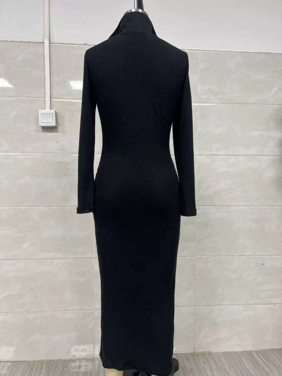 Ribbed V-neck sweater dress