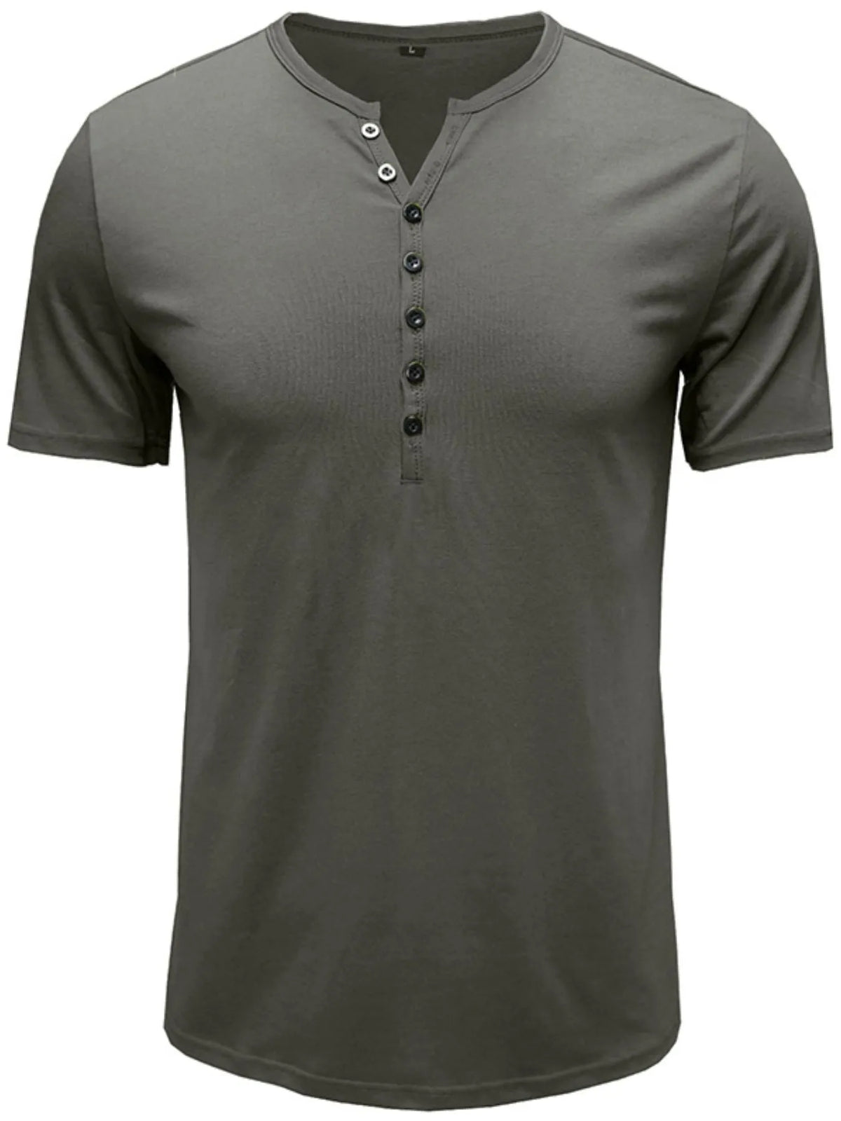 Classic henley short sleeve polo shirt, Dark Gray
