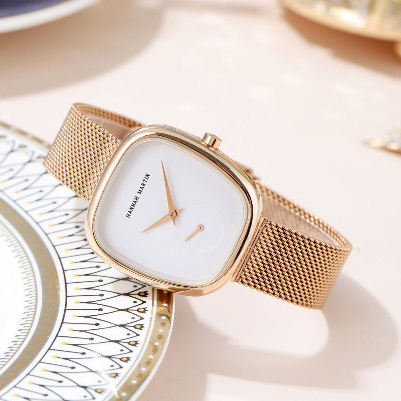 Square mesh-strap watch