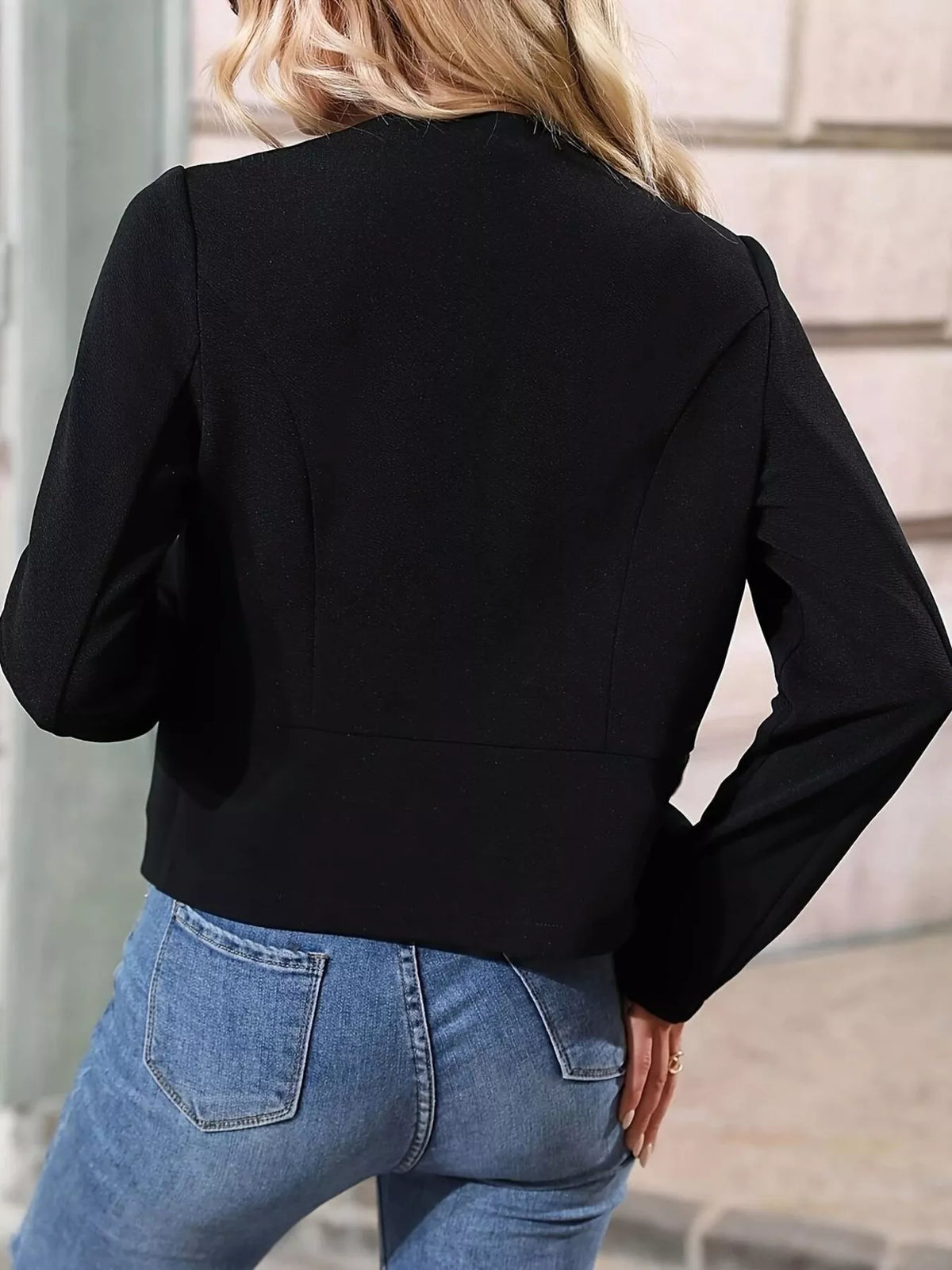 Cropped open-front blazer