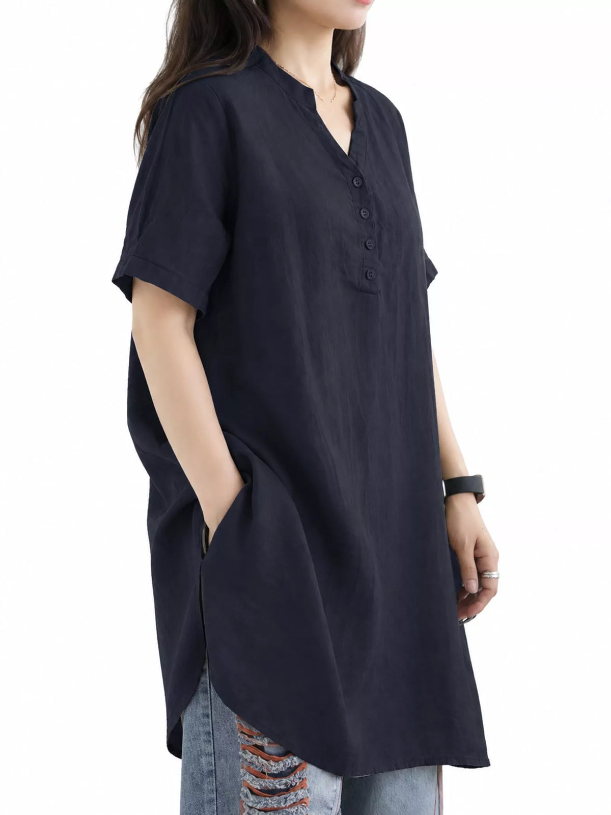 Oversized notched blouse