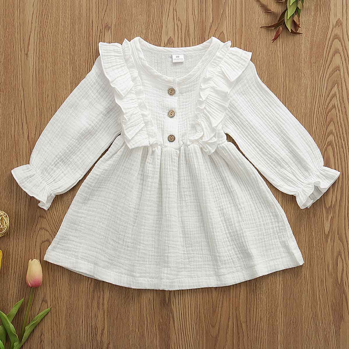 Girls' muslin ruffle dress