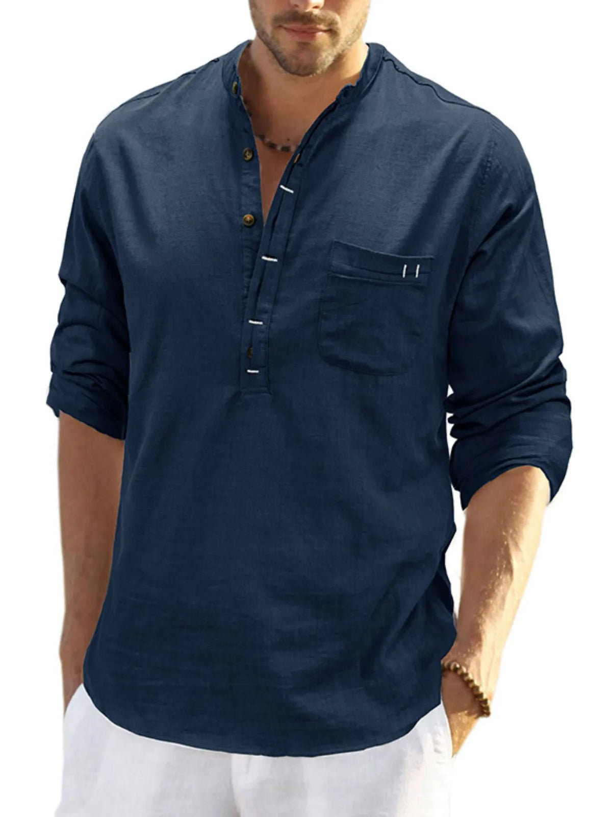 Basic style button detail polo, Peacock  Blue