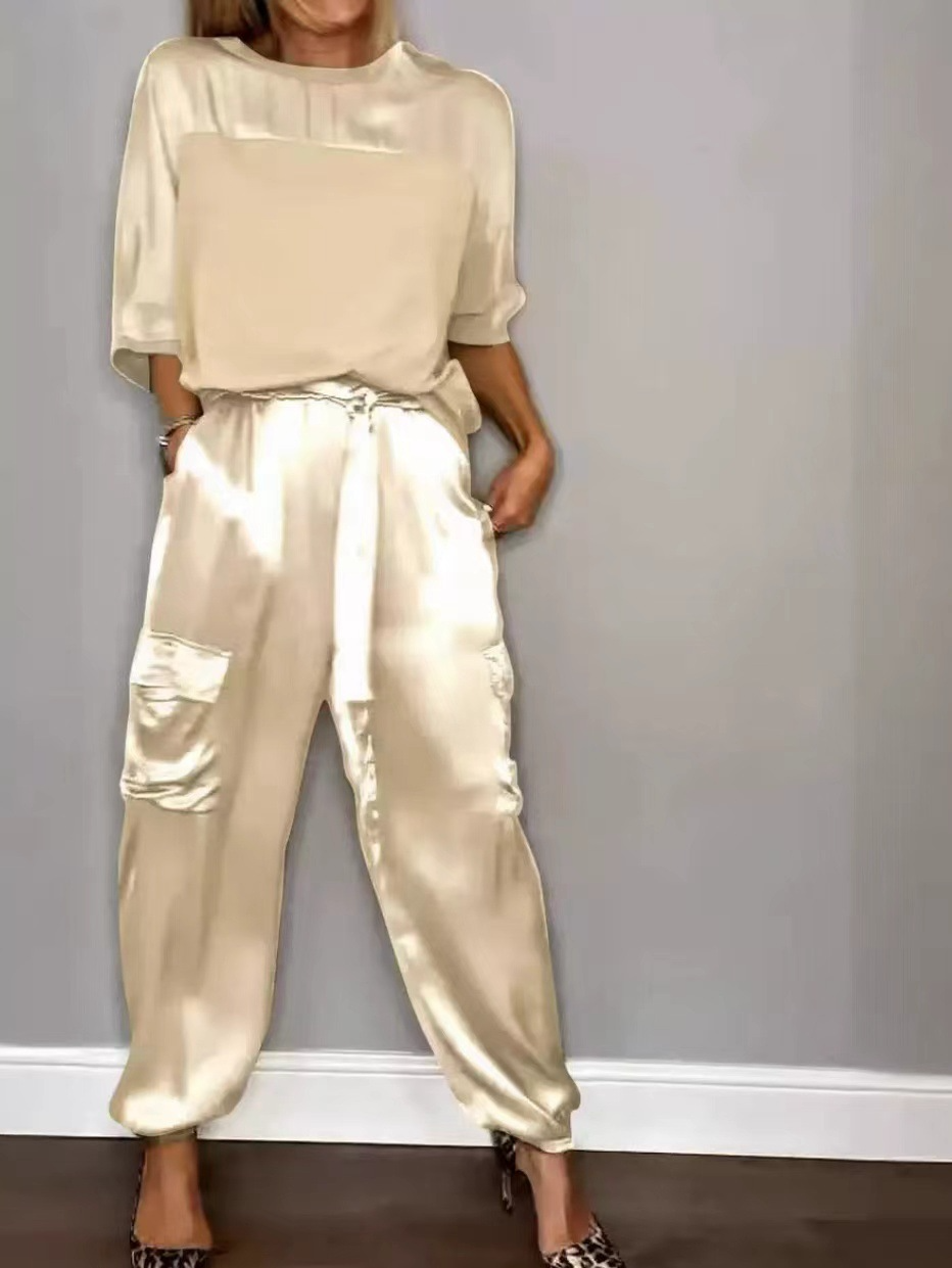 Satin shirt and trouser set