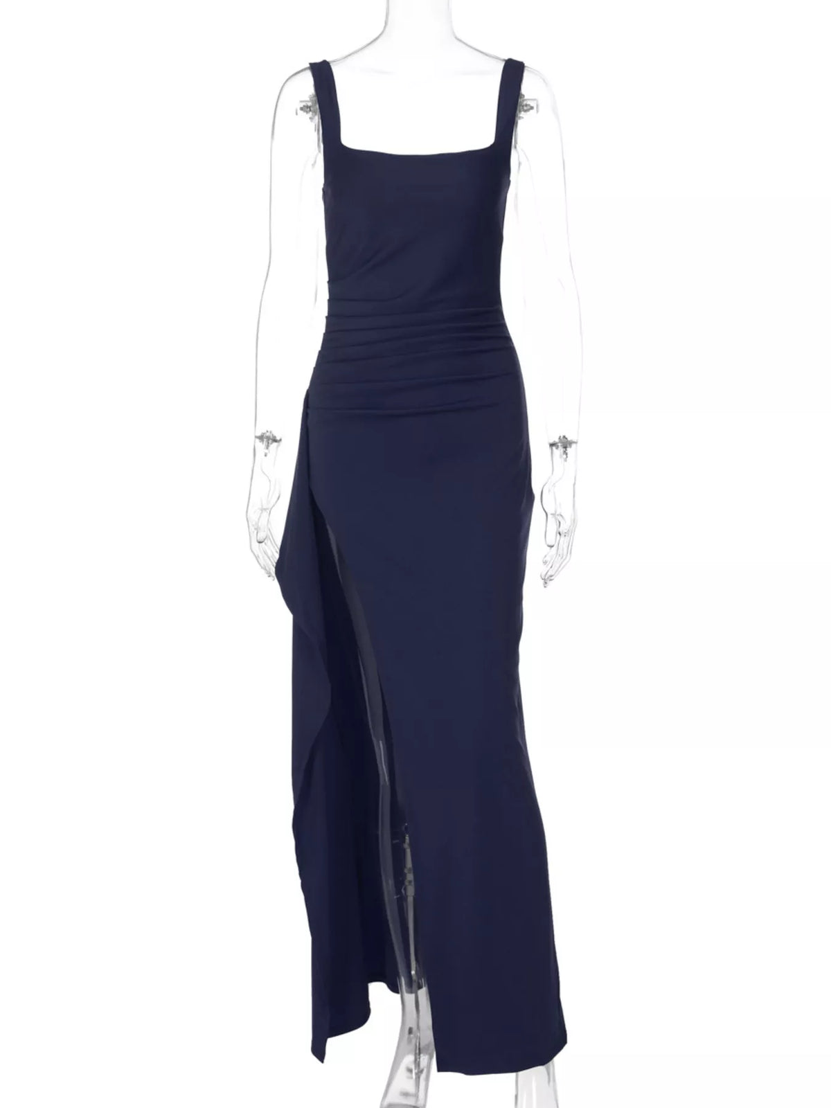 Square-neck slit maxi dress