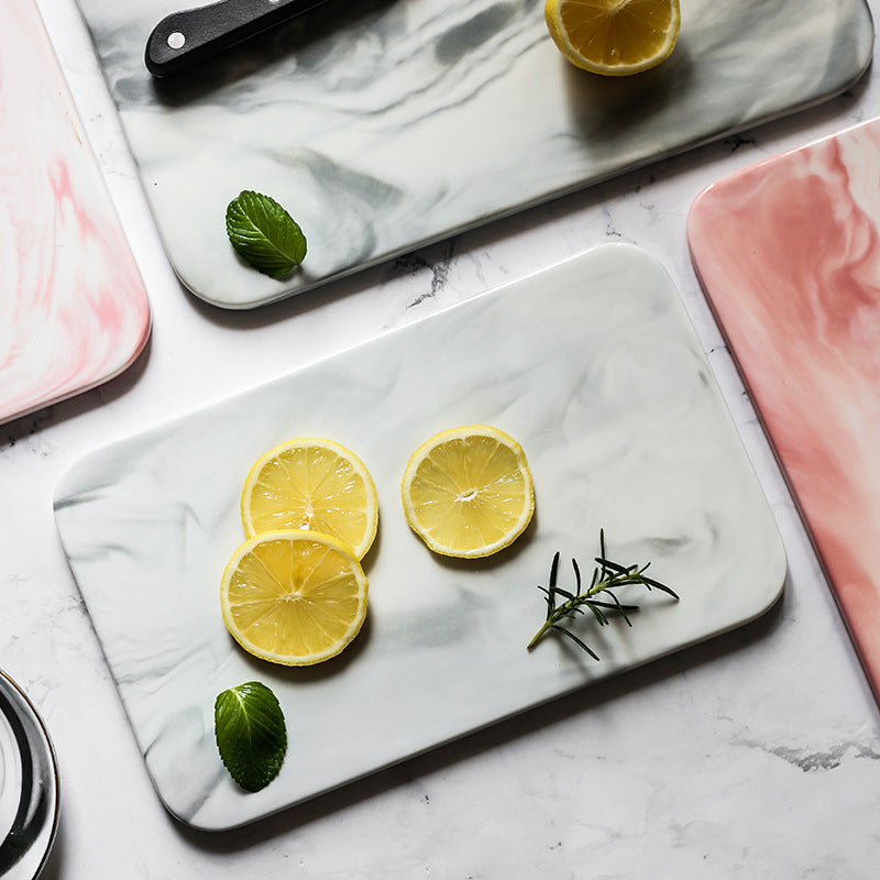 Marble-glaze serving tray