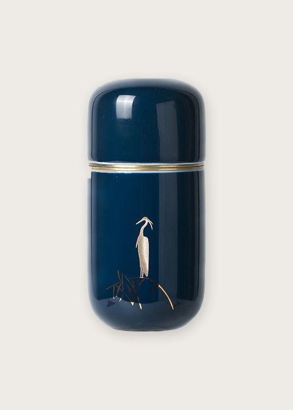 Ceramic tea jar, Navy, front