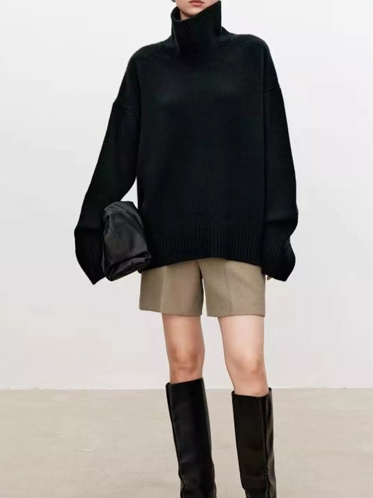 Oversized Turtleneck Wool Sweater
