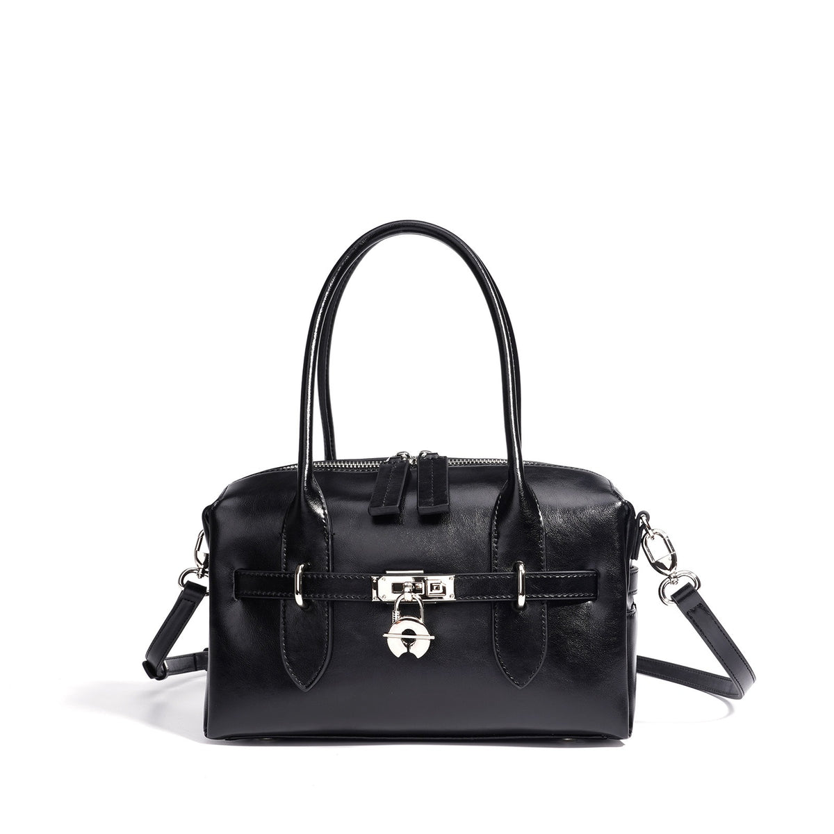 Leather padlock bowling bag