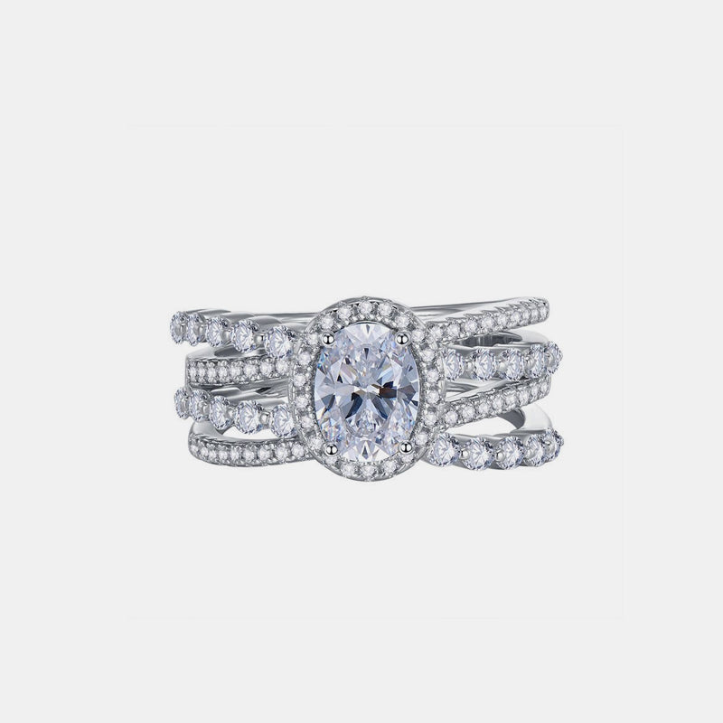 3 ct layered moissanite ring – silver