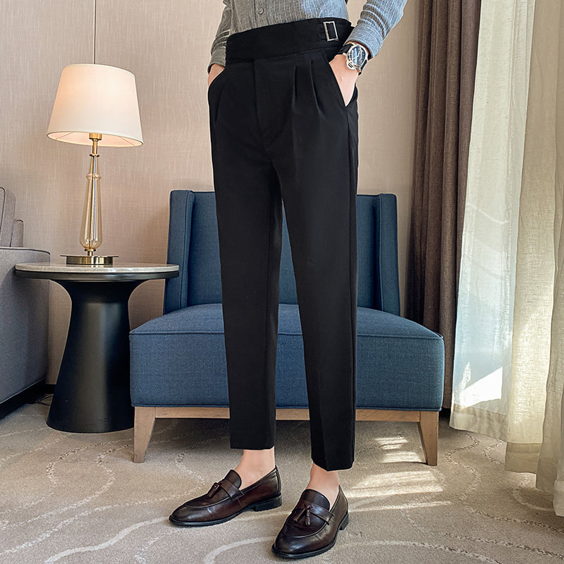 High-waist pleated trousers