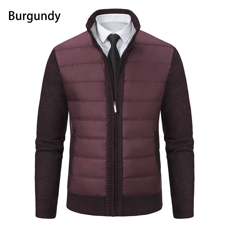 Stand Collar Fleece-lined Thickened Men's Coat