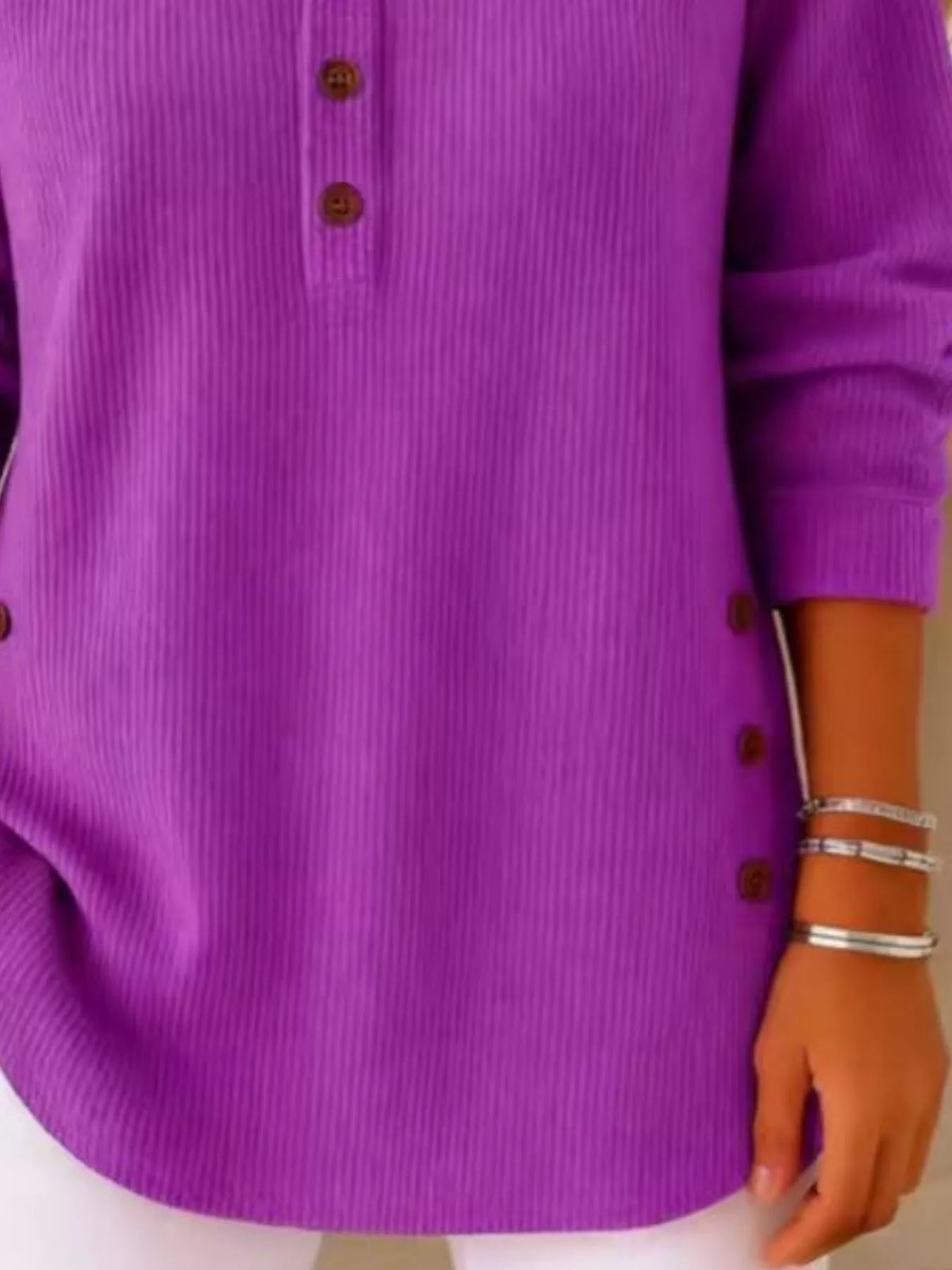 Corduroy button top