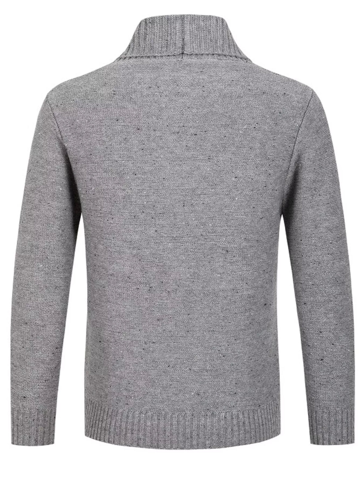 Speckled cable knit shawl collar cardigan