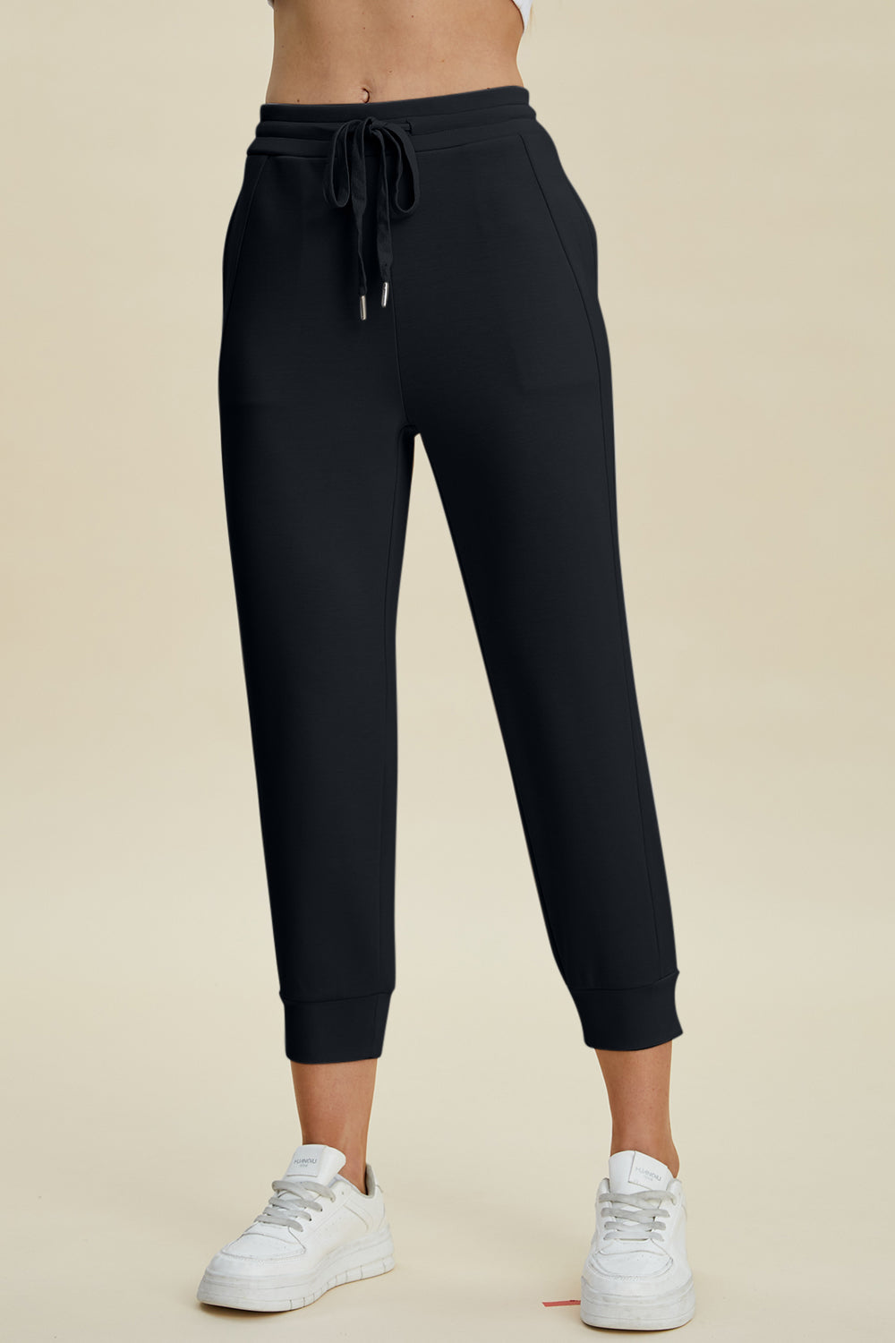 Air scuba drawstring high waist cropped pants