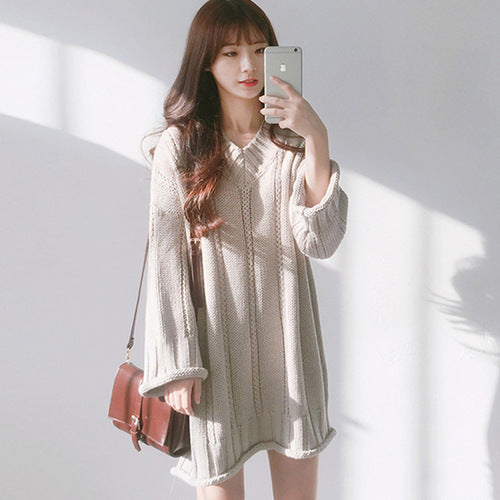 Knit sweater dress – apricot