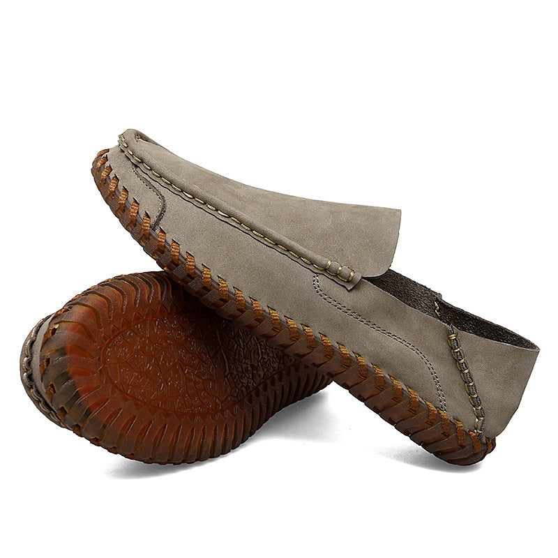 Moc toe driving loafers, Khaki, pair and sole
