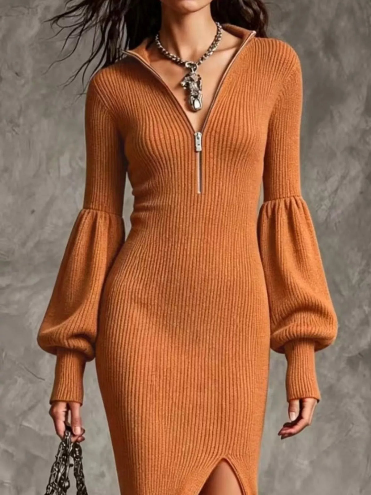Quarter-zip sweater dress