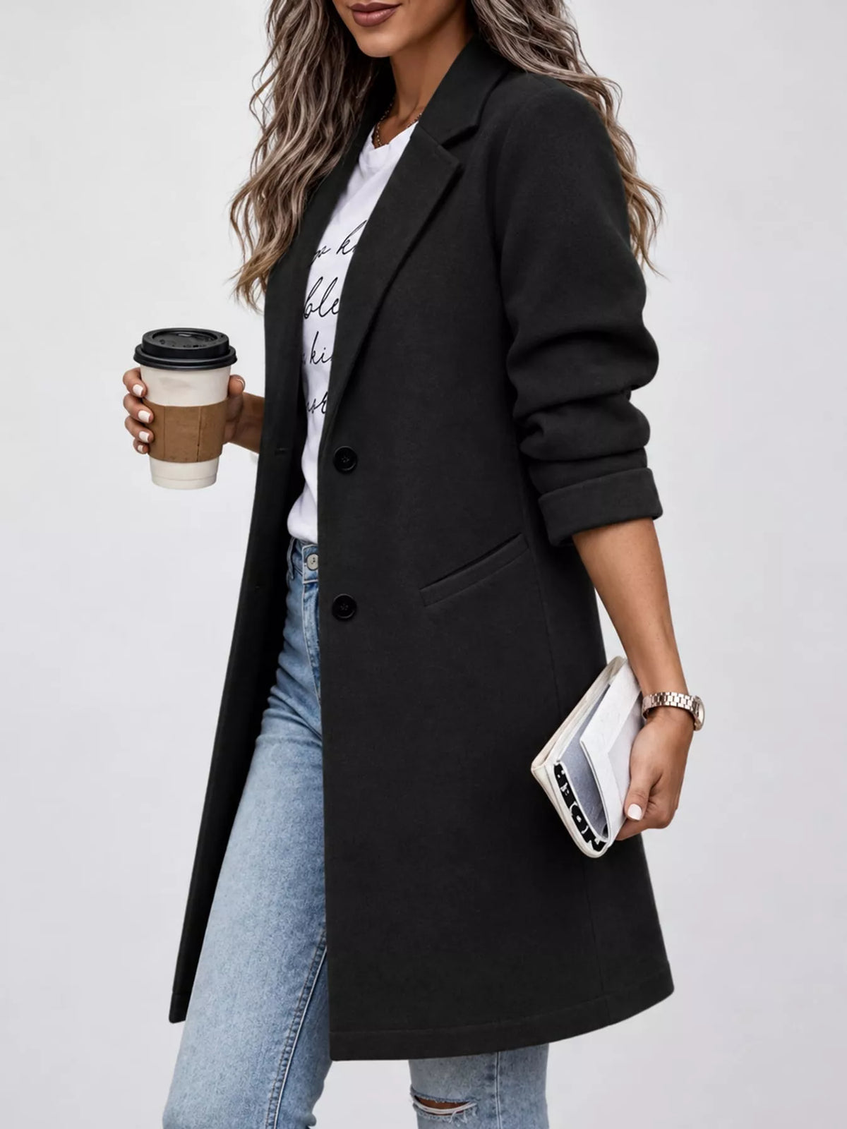 Lapel button coat