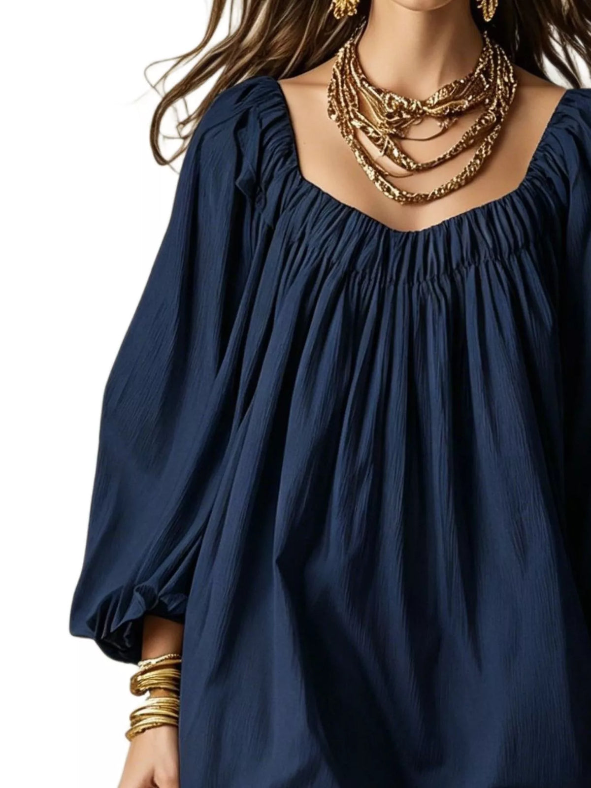 Balloon-sleeve mini dress