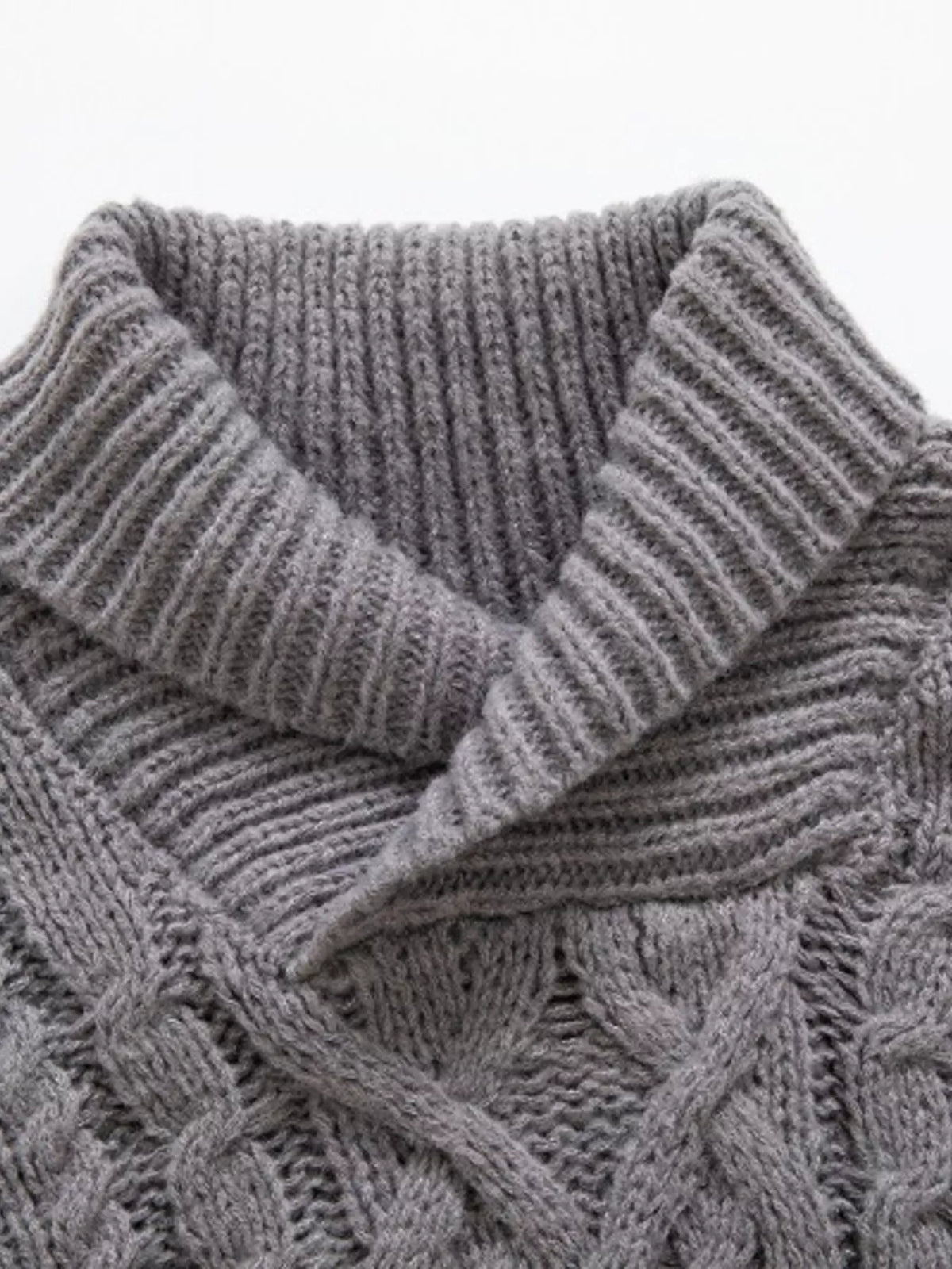 Shawl collar cable knit sweater