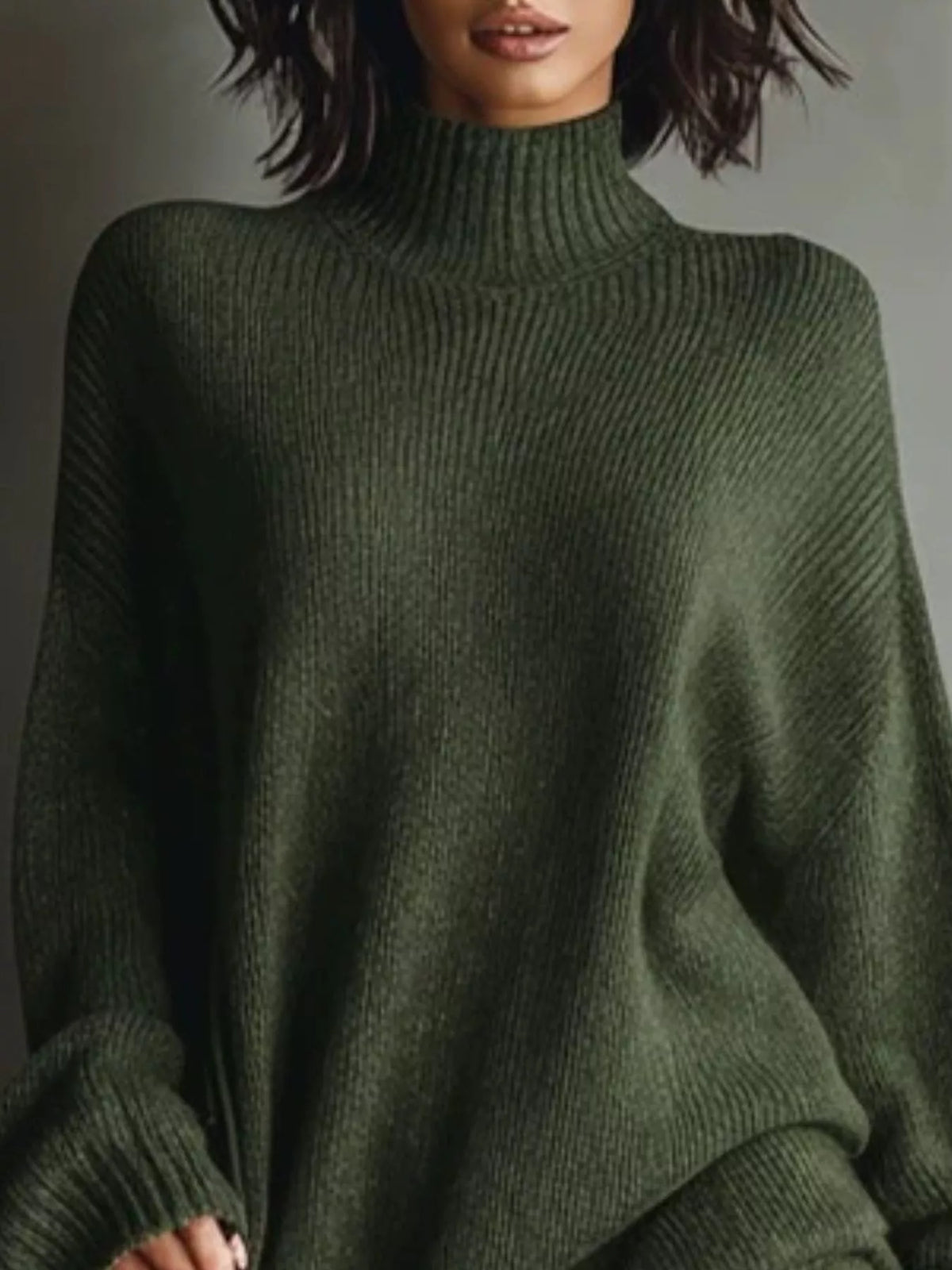 Oversized mock neck long sleeve sweater dress