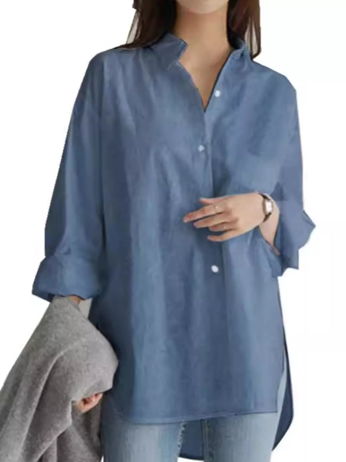 Oversized button-down shirt – light blue