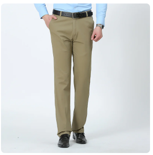 Flat front straight trousers, Olive, front