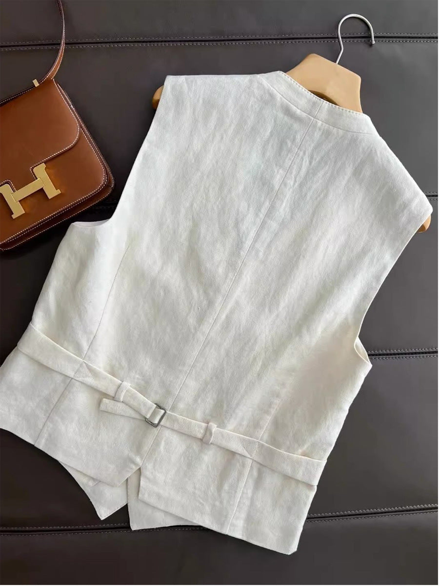 Linen vest and wide-leg trouser set