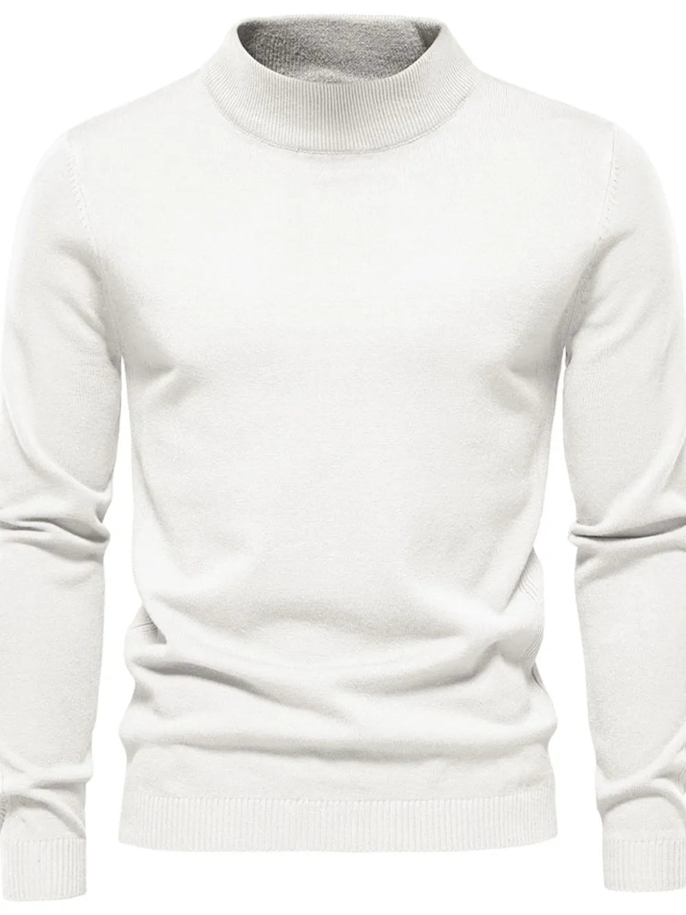 Mock neck long sleeve sweater, White