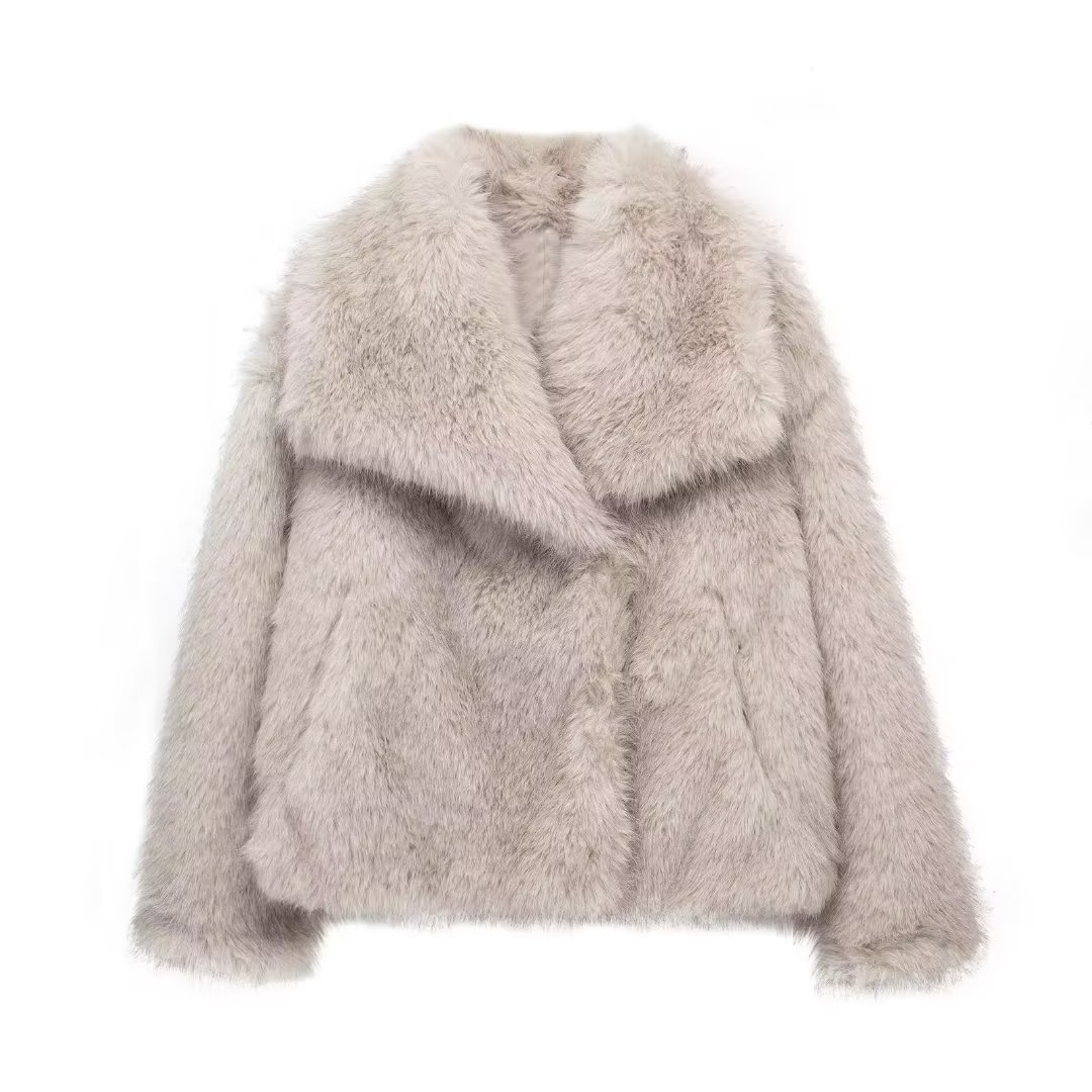 Plush teddy coat – greige