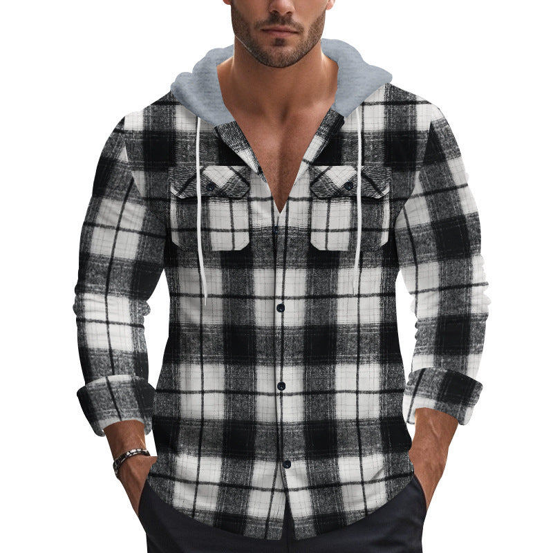 American Retro Autumn And Winter Men's Plaid Shirt