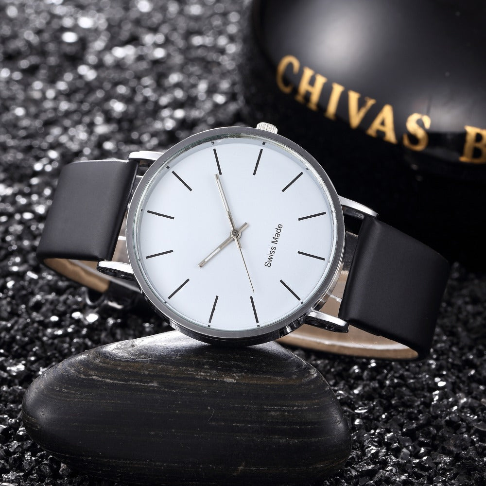 Minimal leather-strap watch