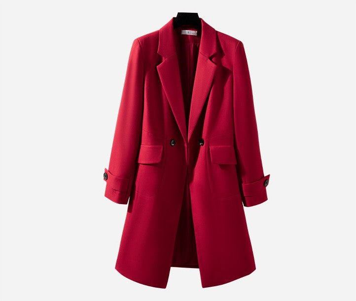 Longline tailored coat, Red, on a hanger
