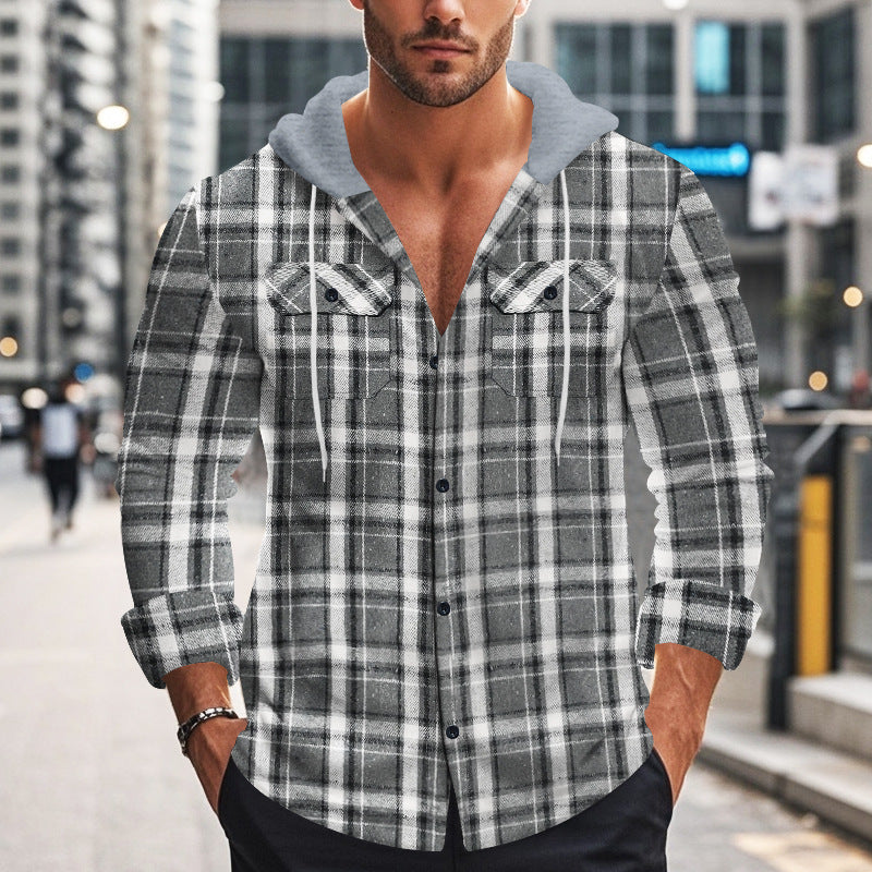 American Retro Autumn And Winter Men's Plaid Shirt