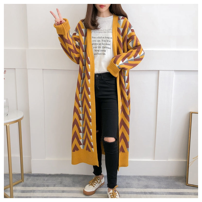 Geometric knit cardigan
