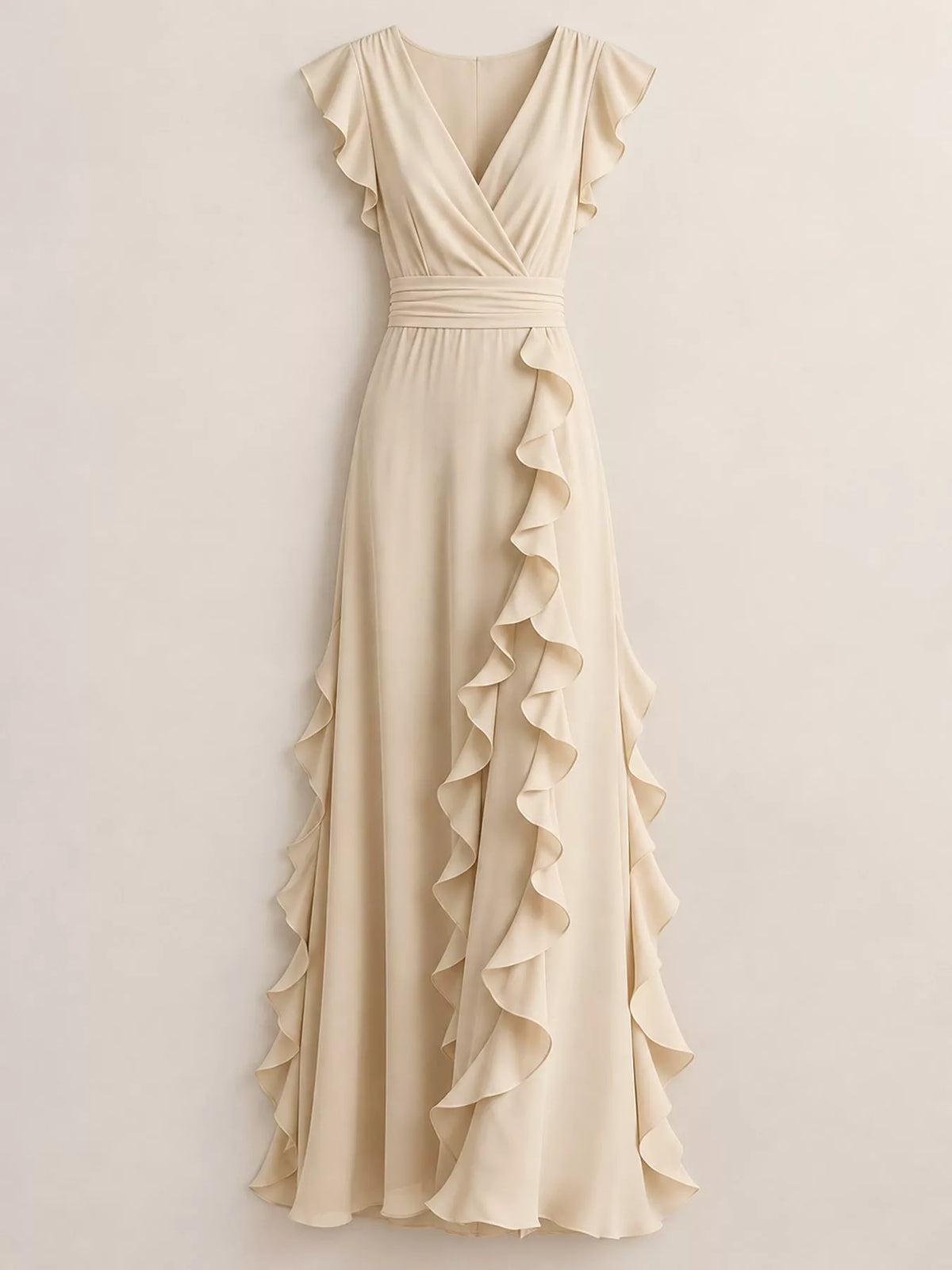 Ruffled surplice sleeveless maxi dress