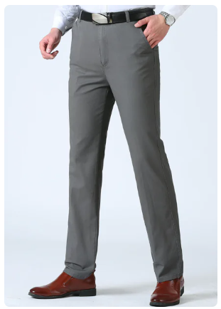 Flat front straight trousers, Gray, front