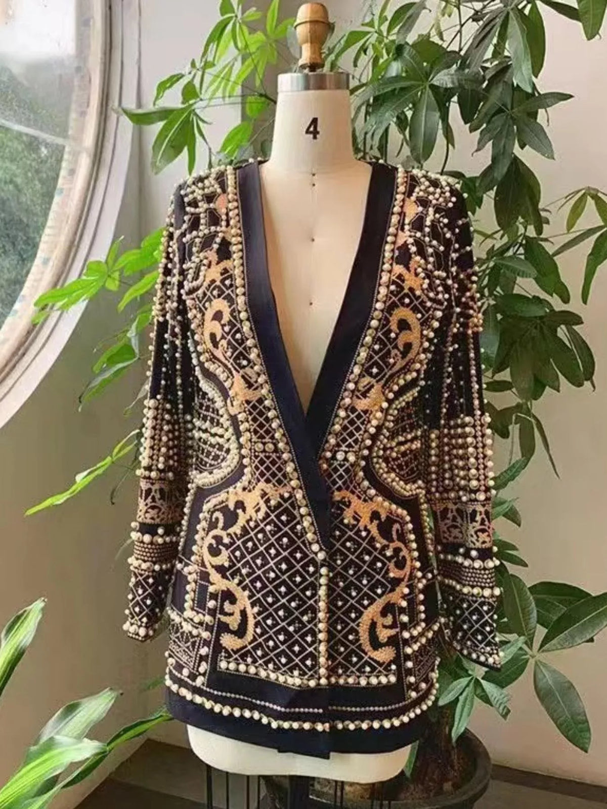 Pearl-button blazer