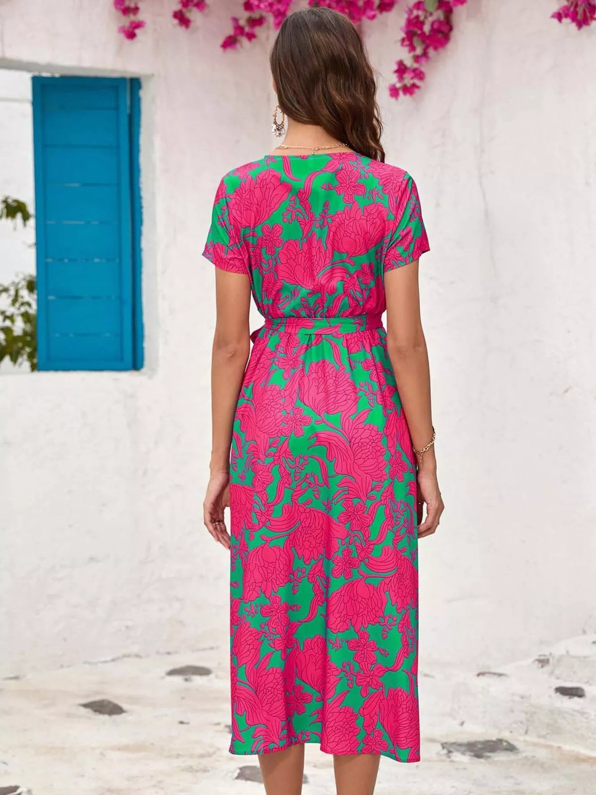 Surplice midi dress