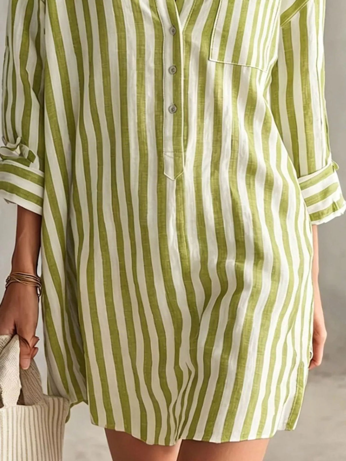 Striped mini shirt dress