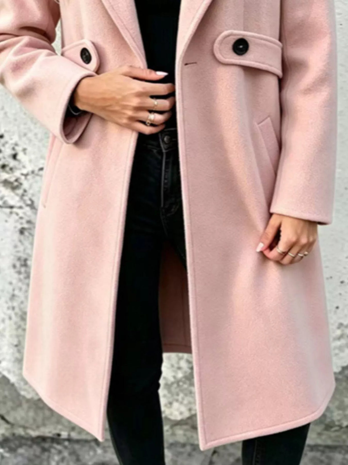 Lapel collar longline overcoat